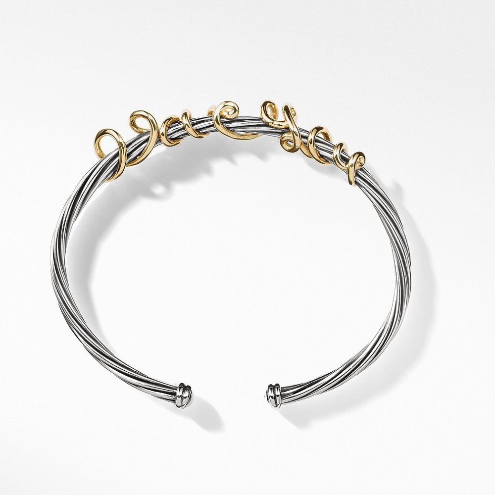 Sterling Silver 14k Yellow Gold I Love You